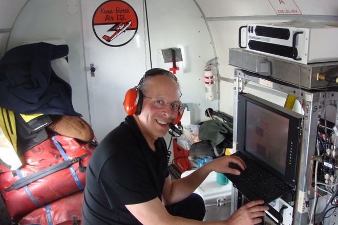 Australian Antarctic Division Glaciologist Tas van Ommen with radar equipment onboard the Basler (Photo: Tas van Ommen) © Australian Antarctic Division http://www.antarctica.gov.au/